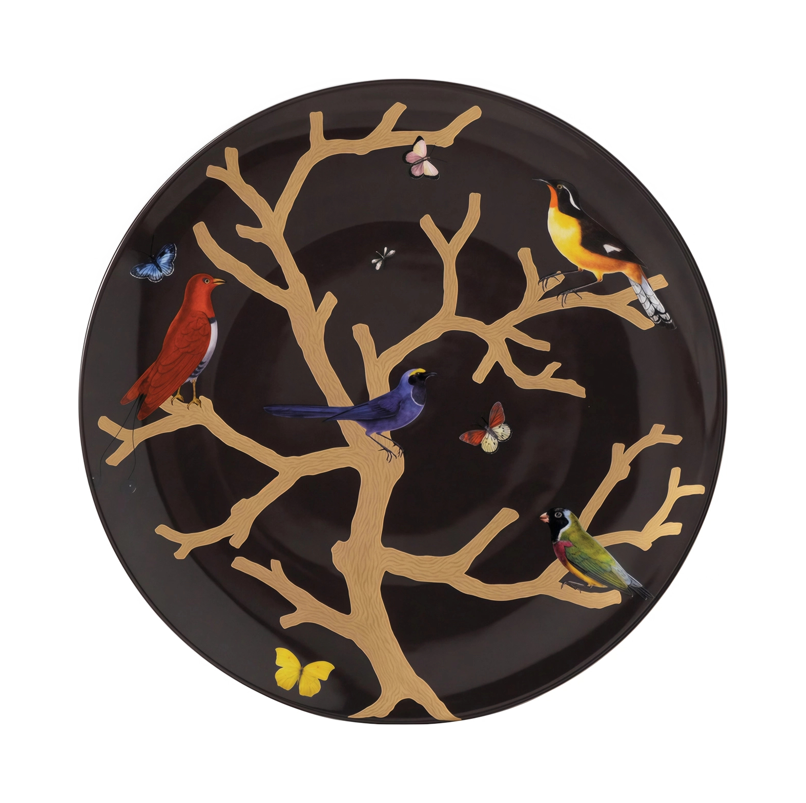 Блюдо круглое Bernardaud AUX OISEAUX 36 см фарфор черное