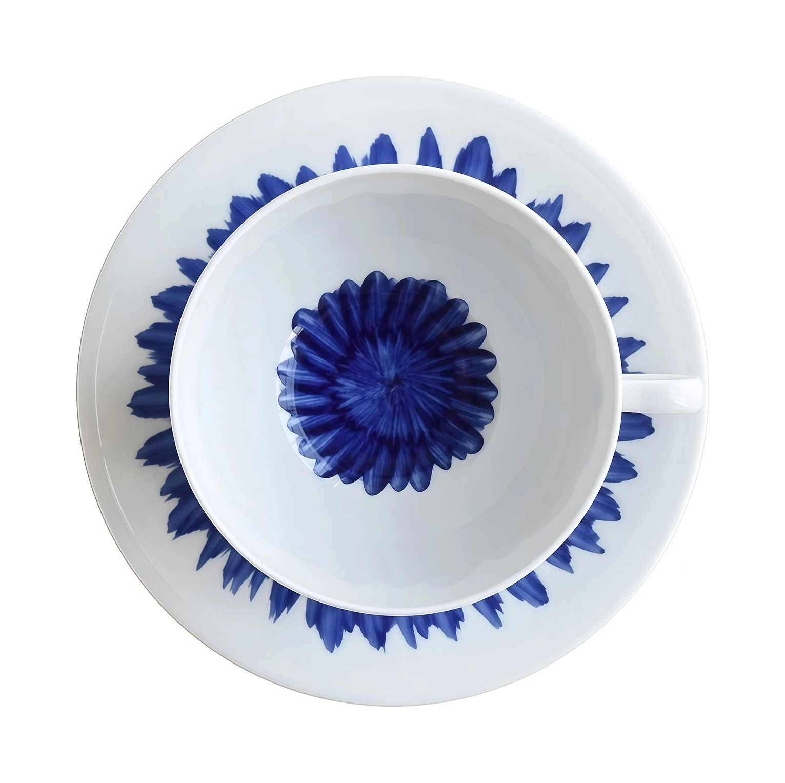 Чашка для завтрака с блюдцем IN BLOOM 300 мл фарфор бело-синяя Bernardaud 1768/21512