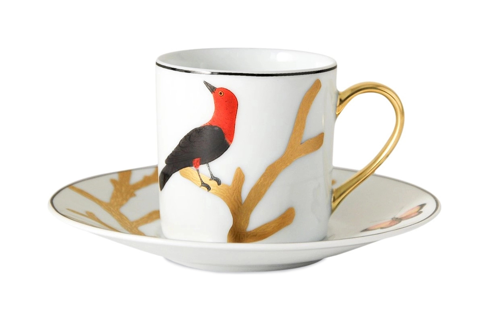 Чашка кофейная с блюдцем AUX OISEAUX 80 мл фарфор
