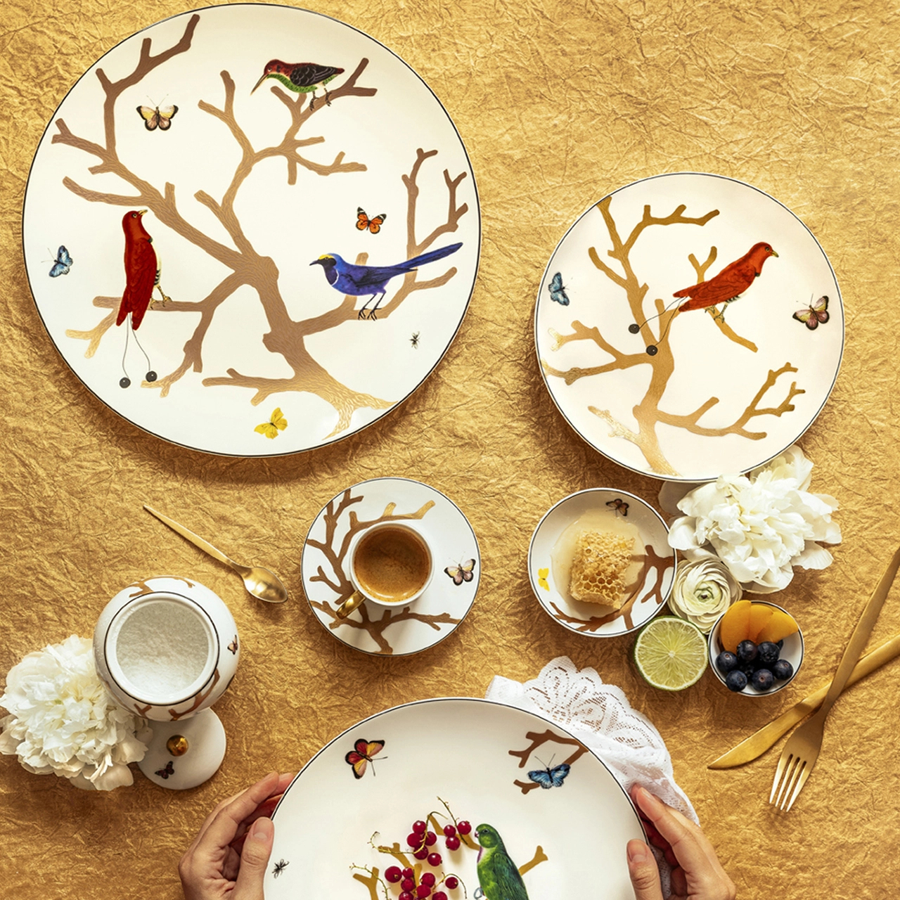 Чашка кофейная с блюдцем AUX OISEAUX 80 мл фарфор Bernardaud 2488/79