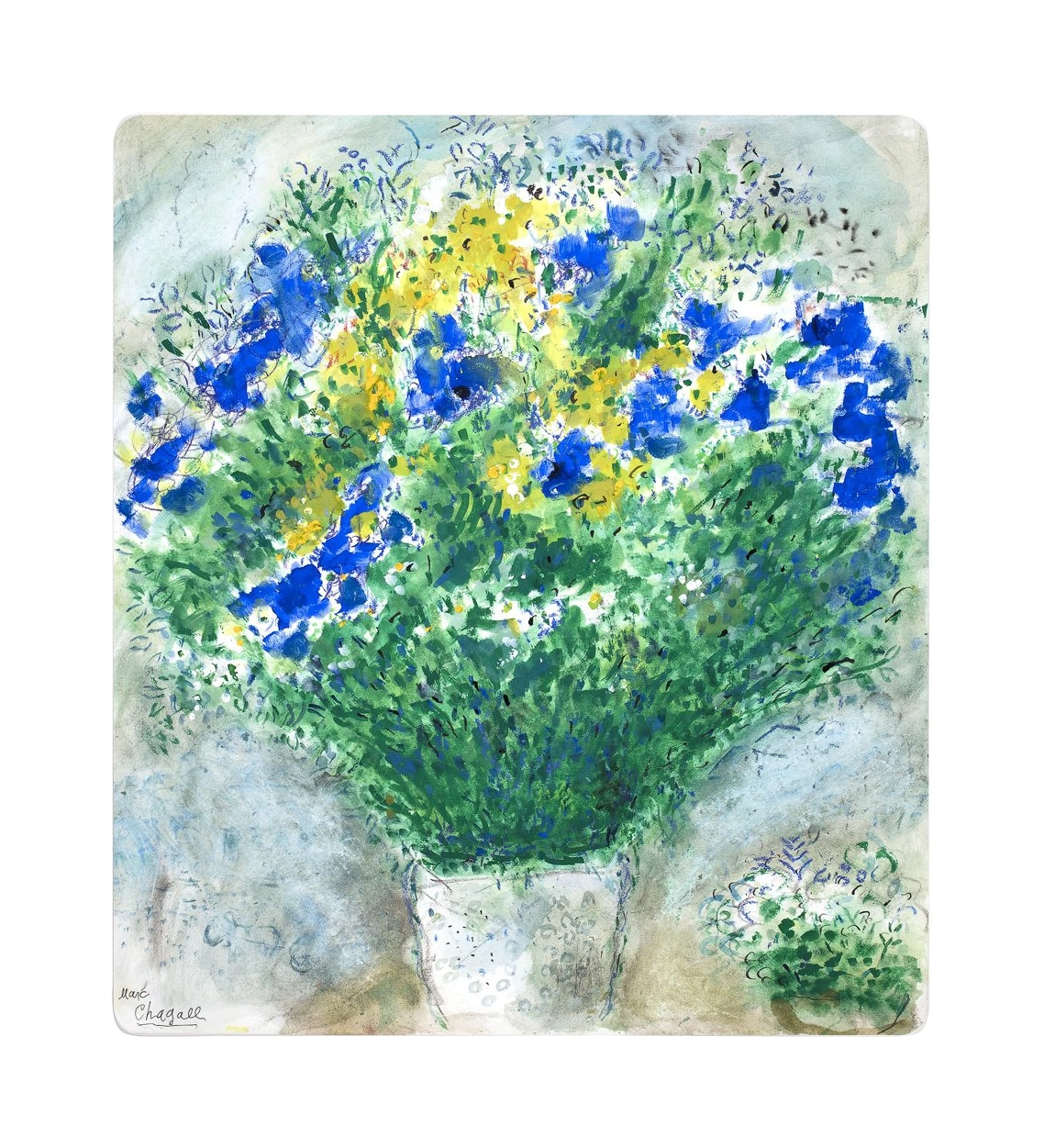 Блюдо прямоугольное Bernardaud MARC CHAGALL Les Bouquets de Fleurs 26х23 см фарфор