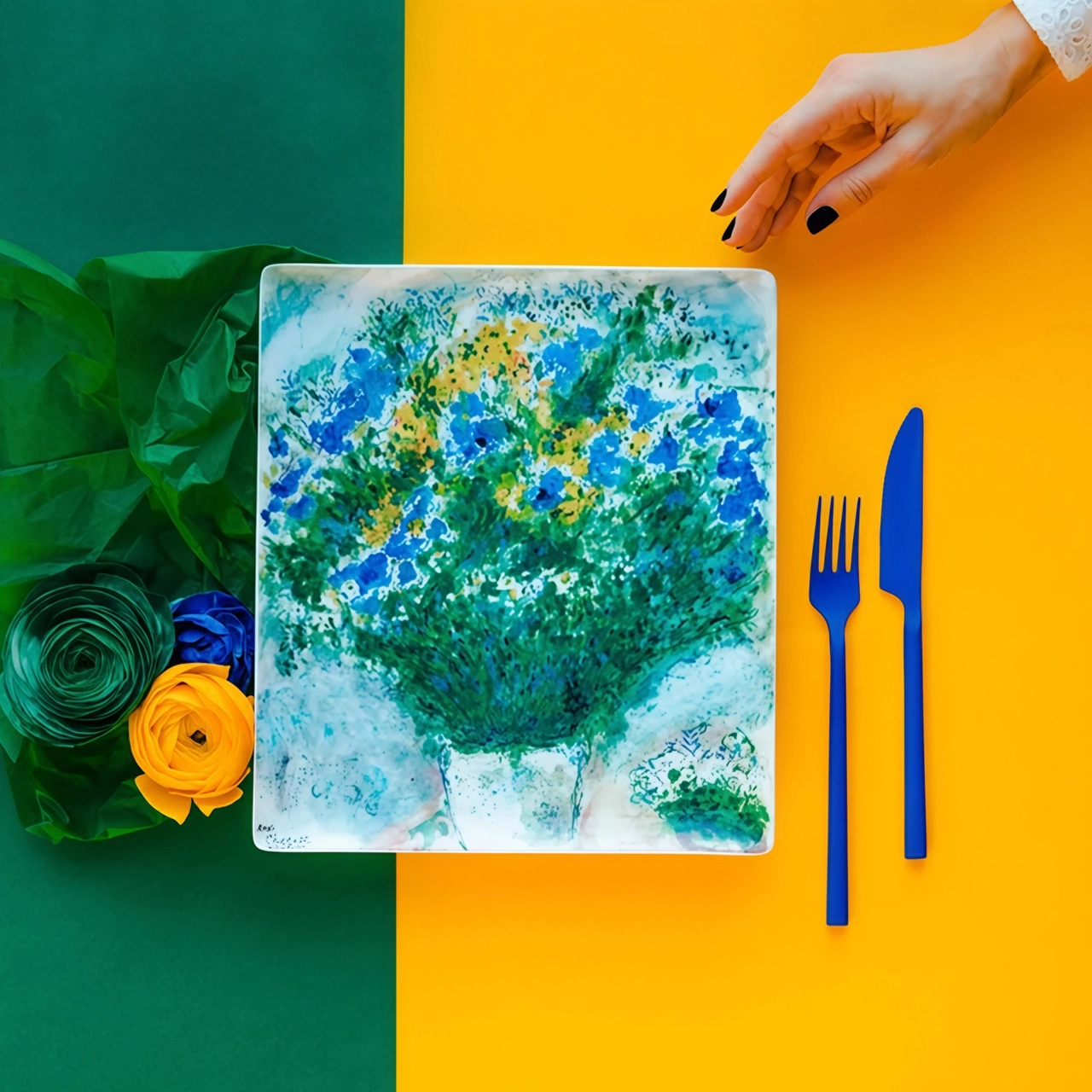 Блюдо прямоугольное MARC CHAGALL Les Bouquets de Fleurs 26х23 см фарфор – 2