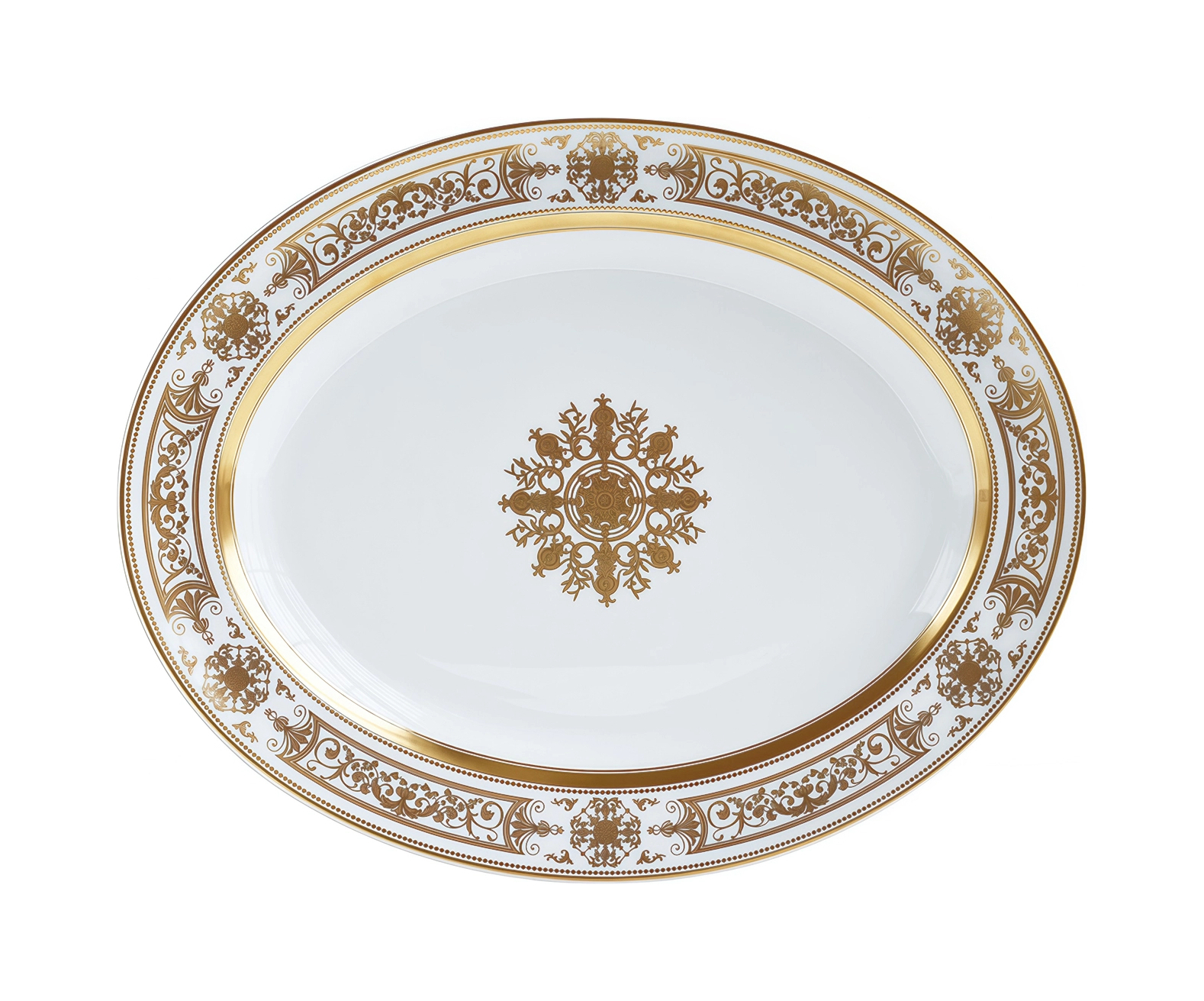 Блюдо овальное Bernardaud AUX ROIS OR 33 см фарфор белое золото