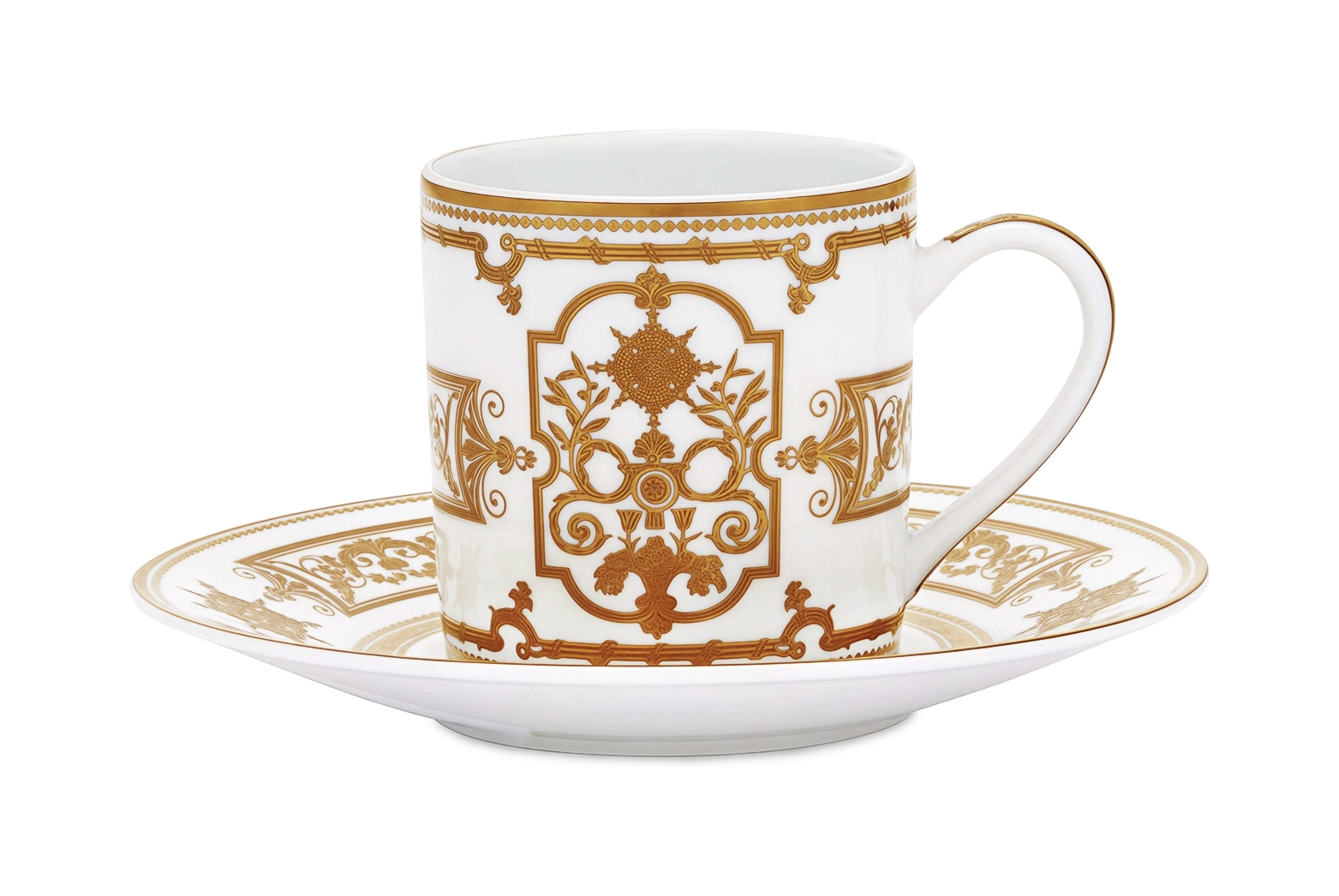 Чашка кофейная с блюдцем Bernardaud AUX ROIS OR 80 мл фарфор белая золото