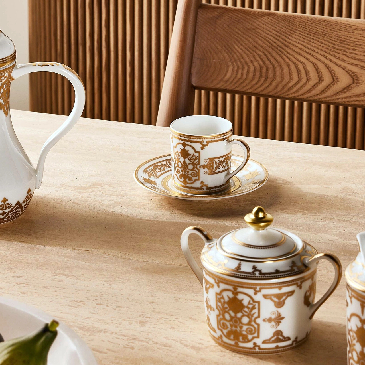 Чашка кофейная с блюдцем AUX ROIS OR 80 мл фарфор белая золото Bernardaud 1847/79