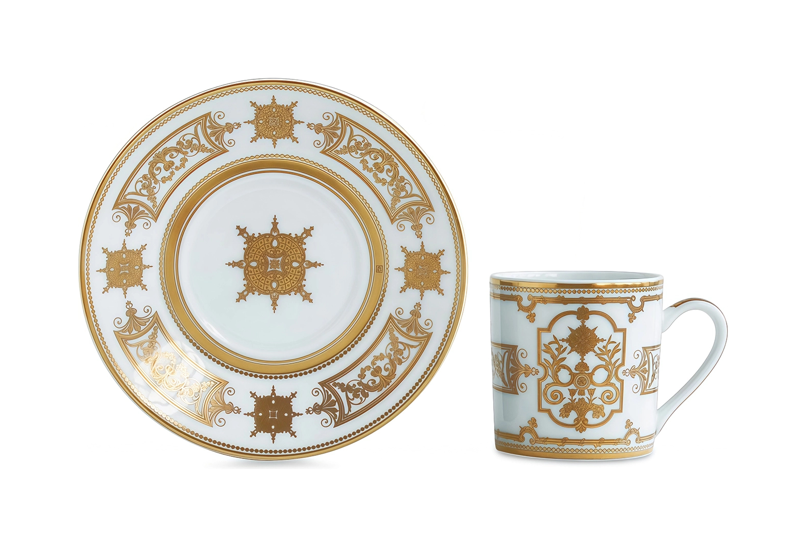 Чашка кофейная с блюдцем AUX ROIS OR 80 мл фарфор белая золото Bernardaud 1847/79