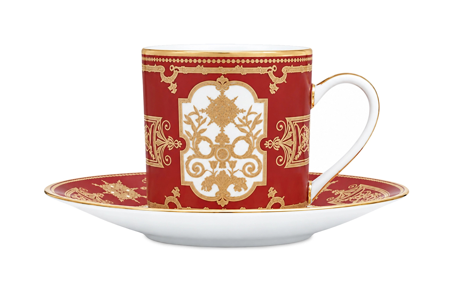 Чашка кофейная с блюдцем Bernardaud AUX ROIS ROUGE 80 мл фарфор красная золото