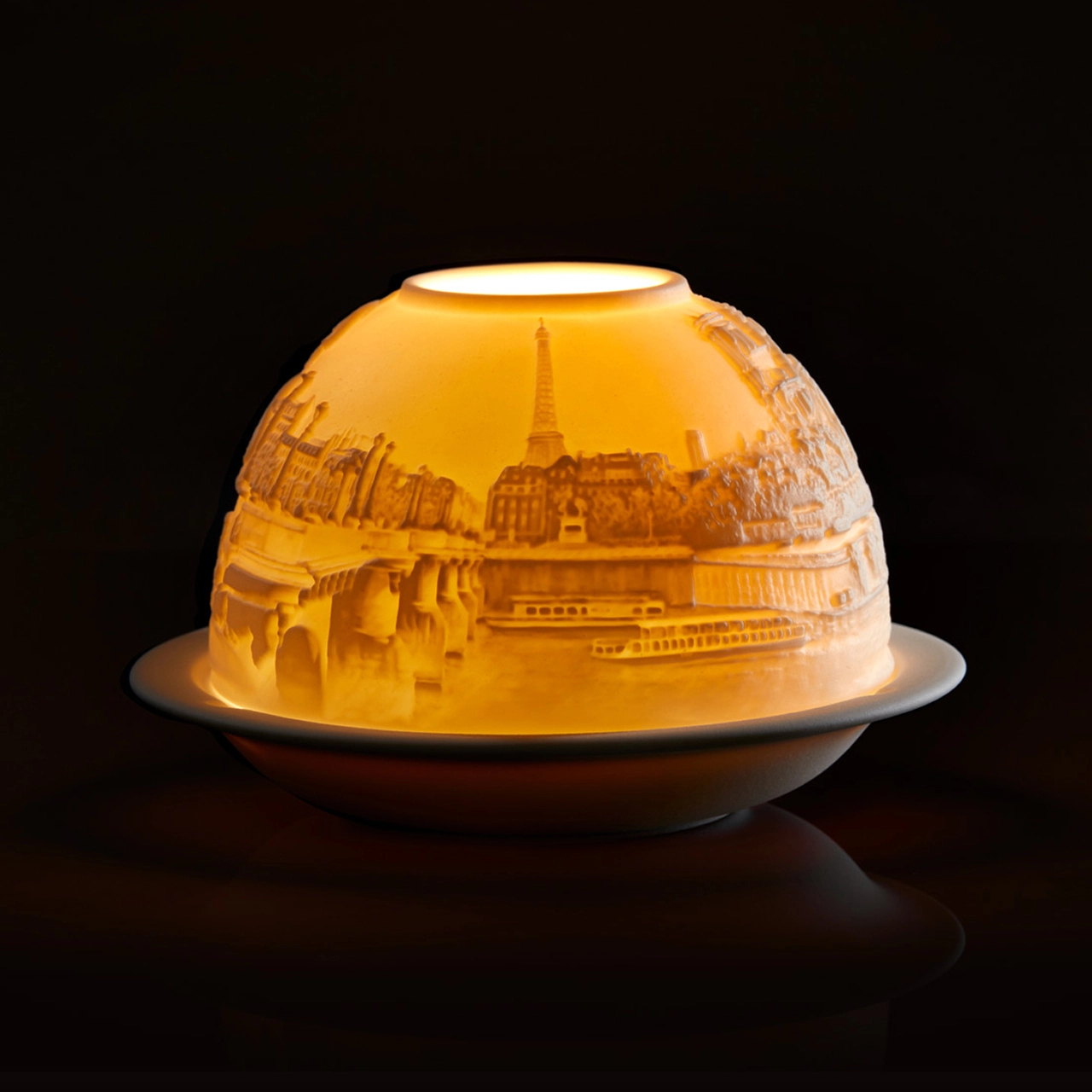 Подсвечник-литофан PARIS ALONG THE SEINE с ароматической свечой 7.5 см фарфор Bernardaud 2127/5077