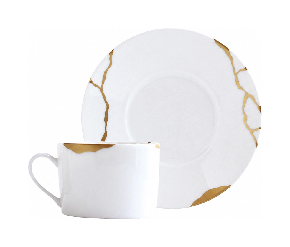 Чайная чашка с блюдцем Bernardaud Kintsugi 150 мл белая, фарфор