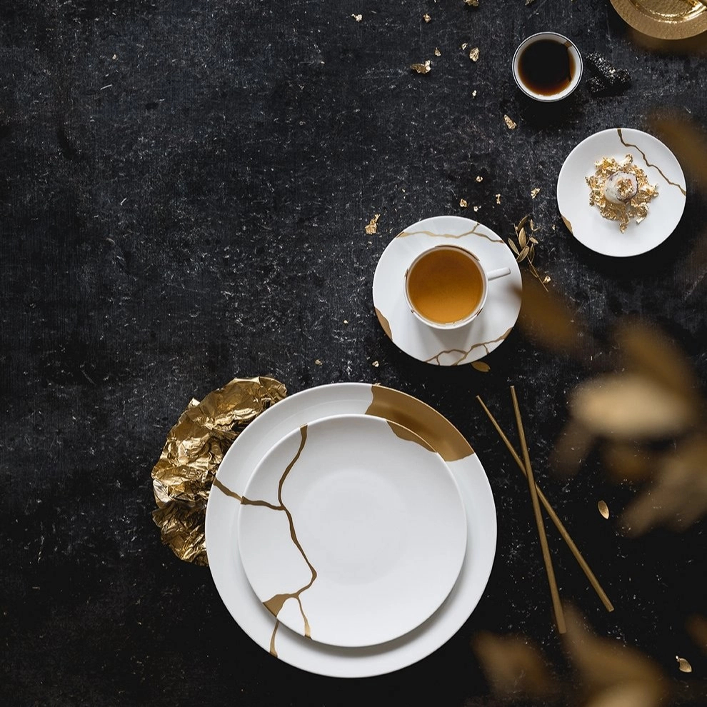 Чайная чашка с блюдцем Kintsugi 150 мл белая, фарфор – 2
