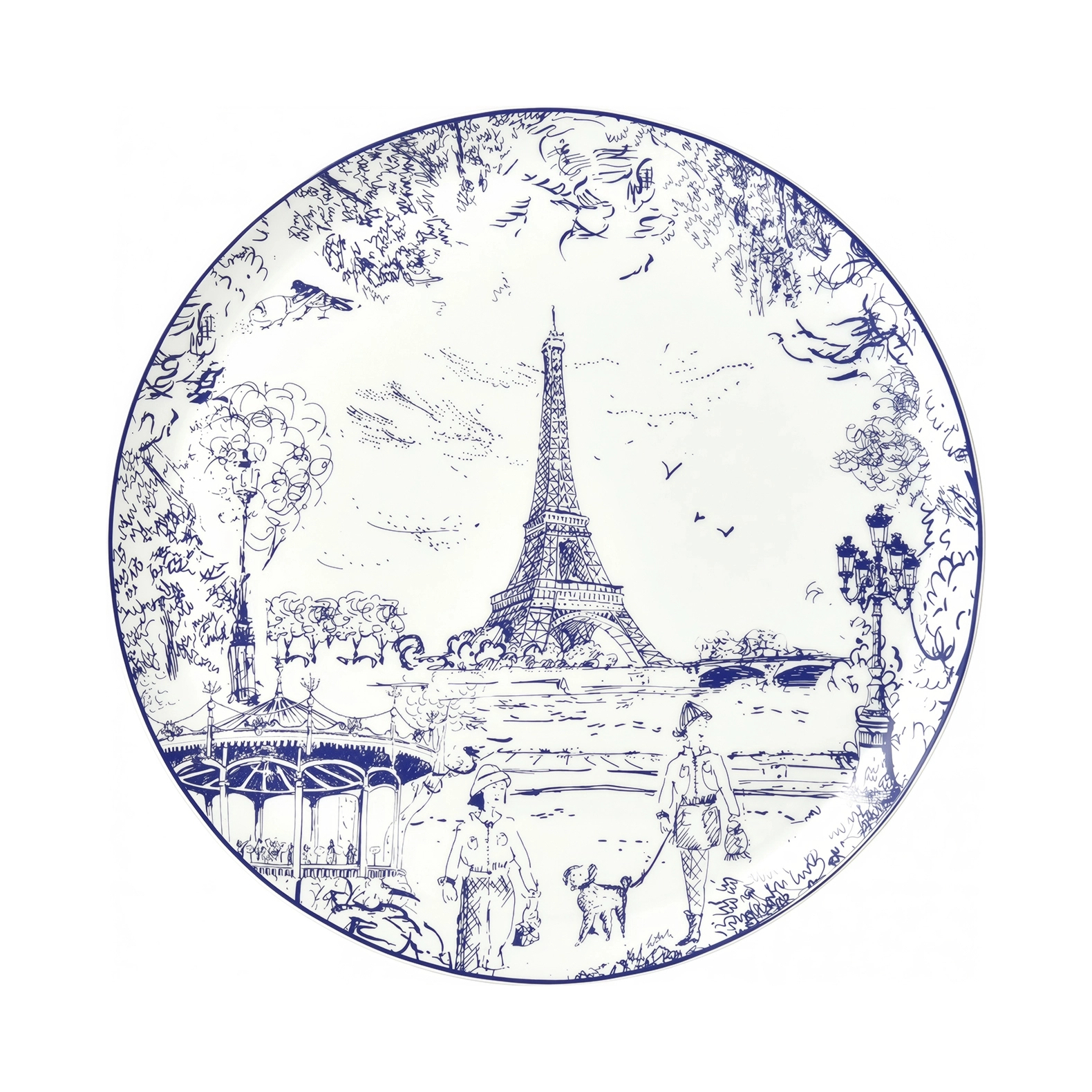 Блюдо для торта круглое TOUT PARIS BLEU NUIT 32 см фарфор синее