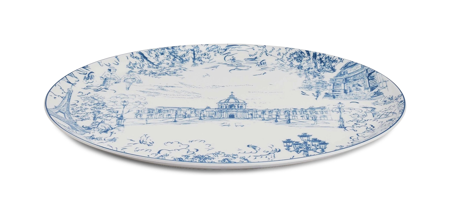 Блюдо для торта круглое TOUT PARIS 32 см фарфор синее Bernardaud 1980/21267