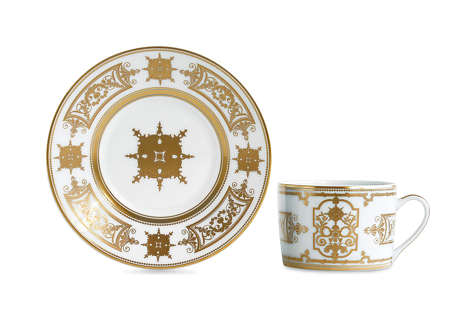 Чайная чашка с блюдцем AUX ROIS OR 150 мл фарфор белая золото Bernardaud 1847/91