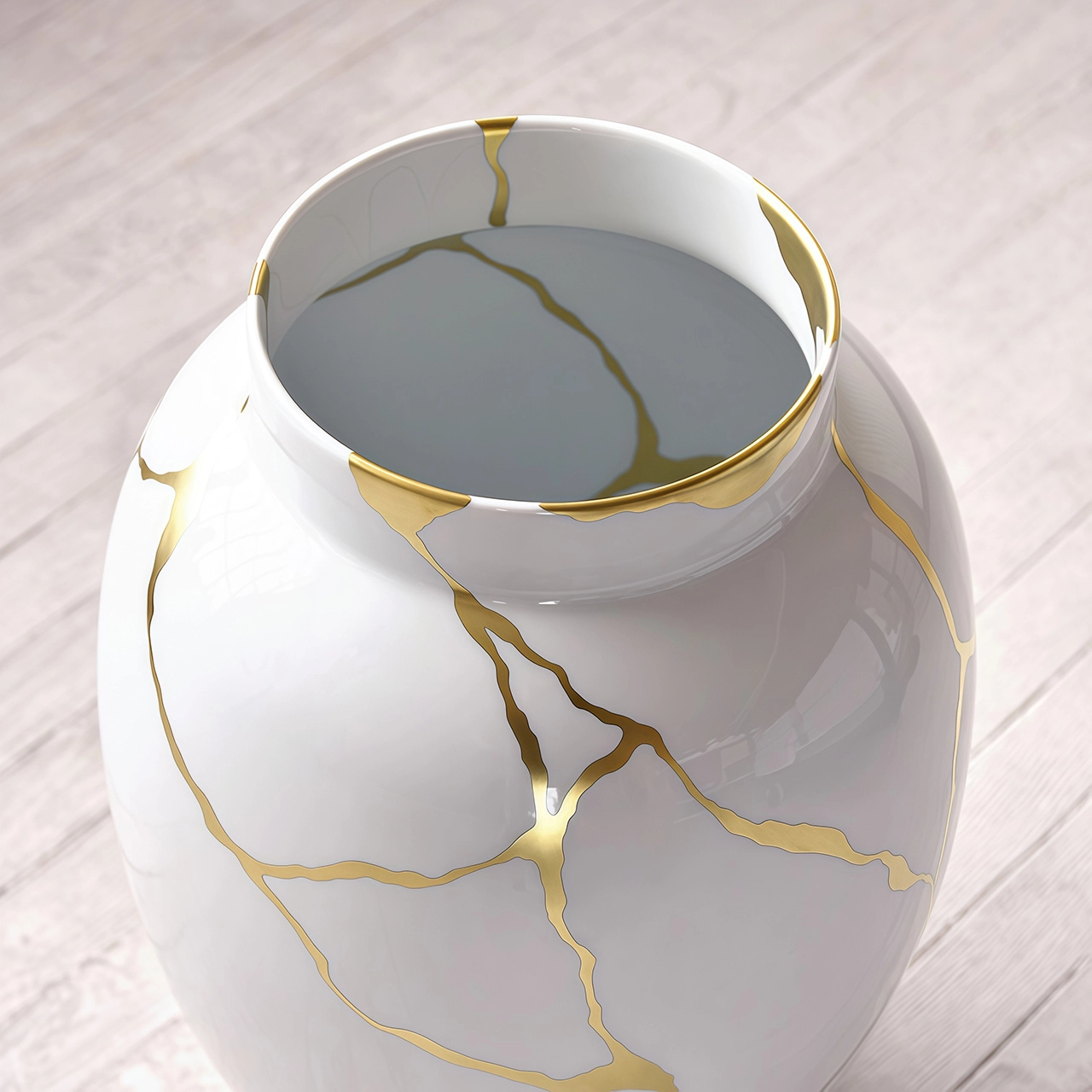 Ваза для цветов KINTSUGI 57 см фарфор белая с золотом Bernardaud 77347315