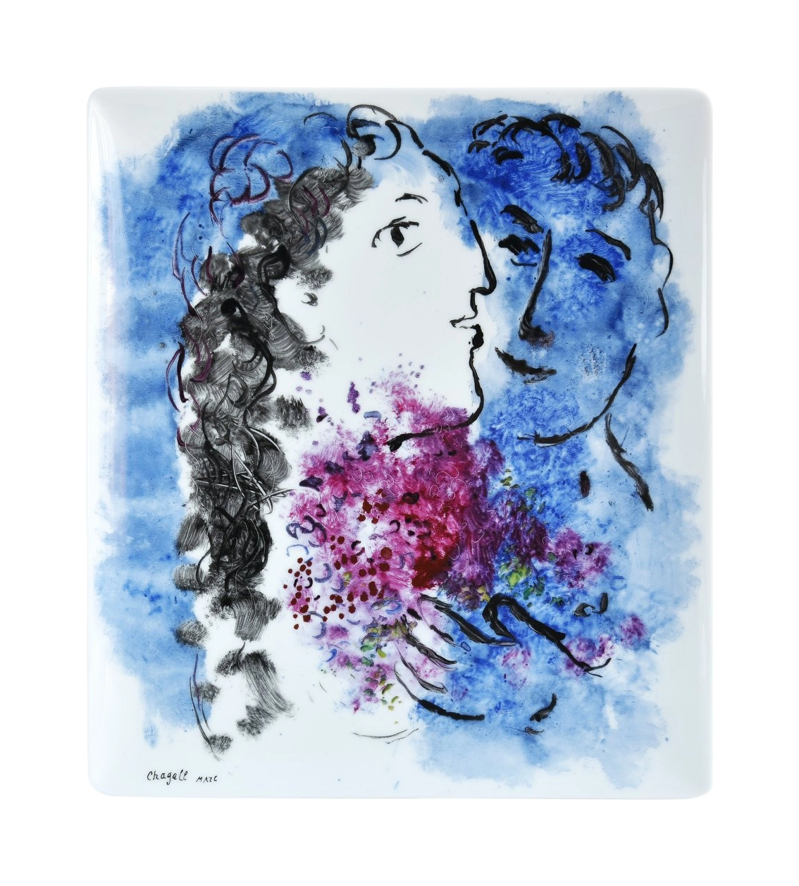 Блюдо прямоугольное MARC CHAGALL Les Bouquets de Fleurs 22х19 см фарфор