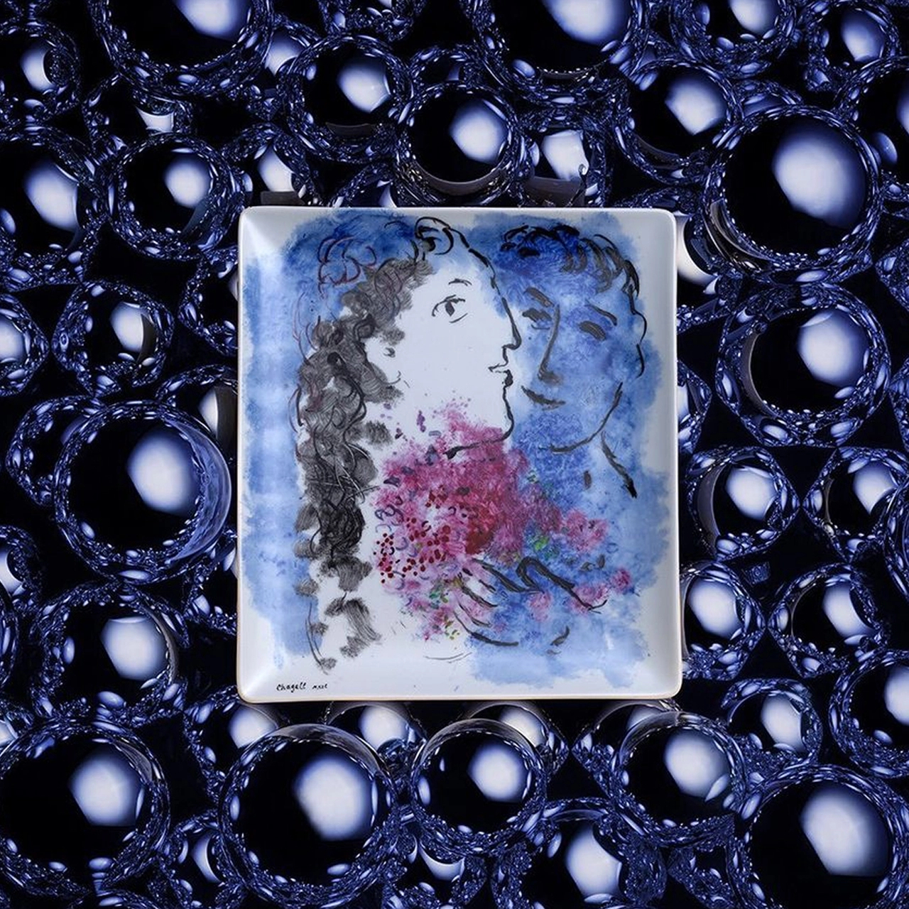 Блюдо прямоугольное MARC CHAGALL Les Bouquets de Fleurs 22х19 см фарфор Bernardaud 1828/8230