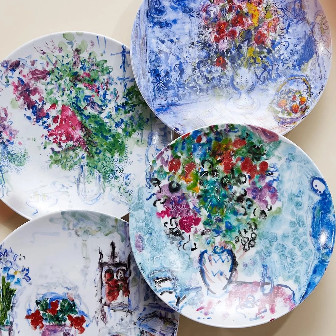 Набор салатных тарелок MARC CHAGALL Les Bouquets de Fleurs 21 см фарфор 4 шт Bernardaud 1828/17-4