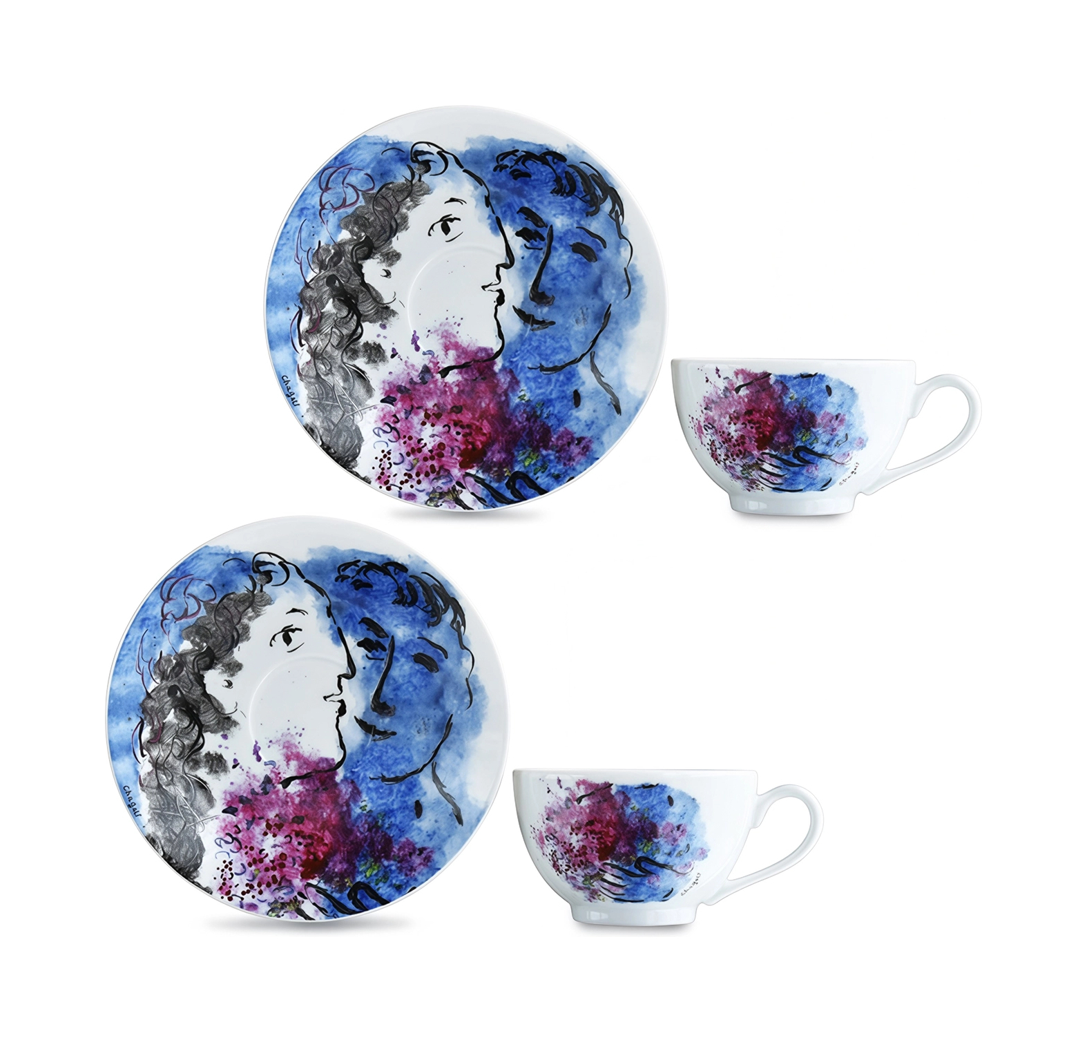 Набор из 2-х чашек с блюдцами MARC CHAGALL Les Bouquets de Fleurs 130 мл фарфор