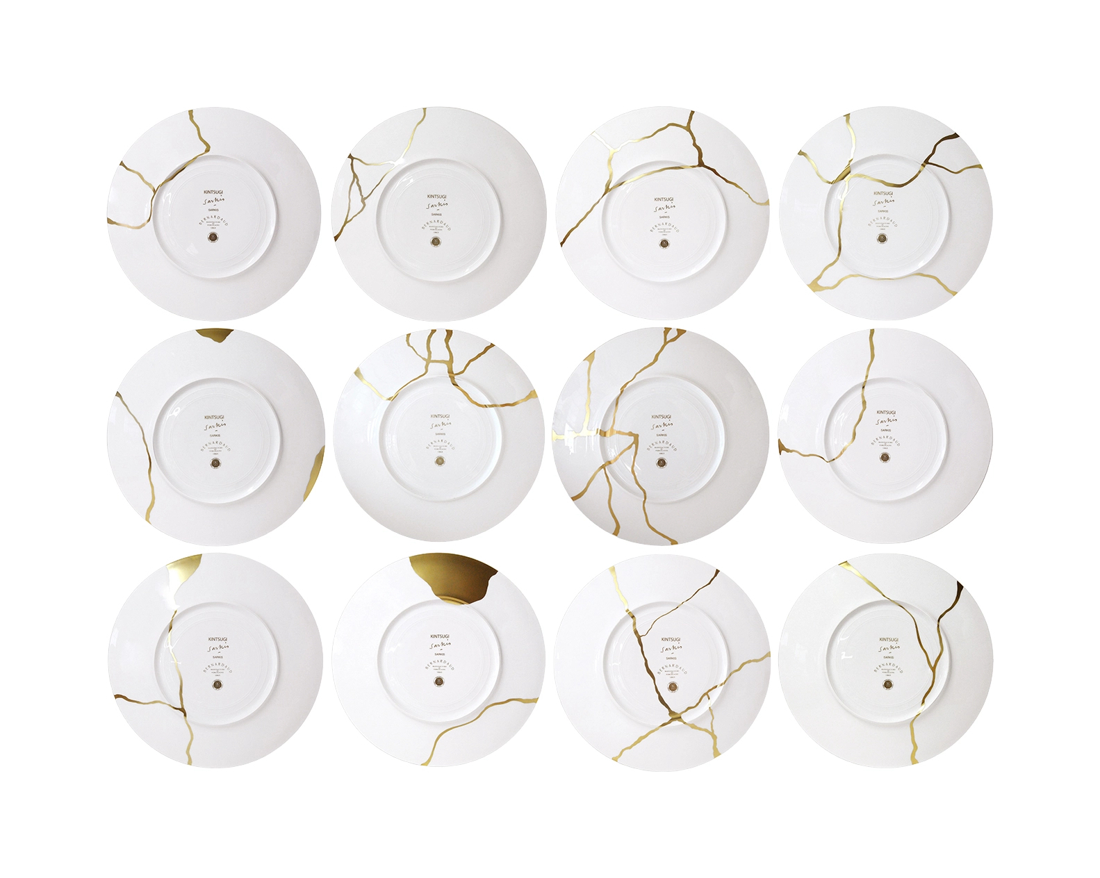 Набор тарелок обеденных KINTSUGI 12 шт фарфор белый с золотом Bernardaud 1095/21259-2X6