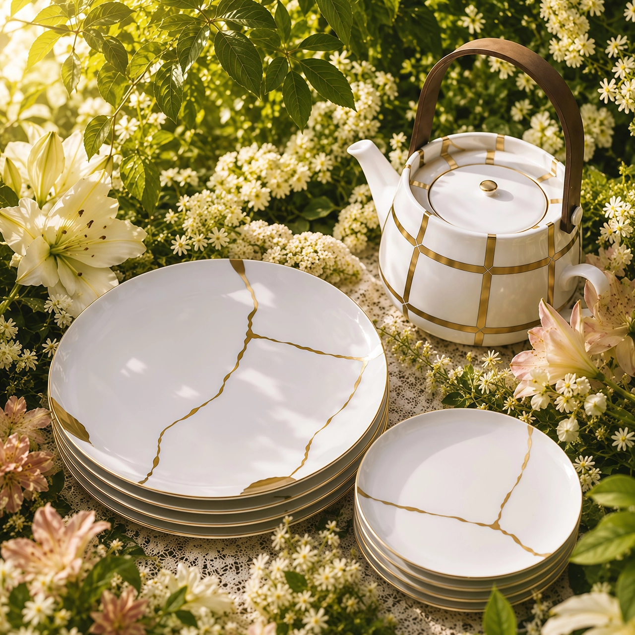 Набор тарелок обеденных KINTSUGI 12 шт фарфор белый с золотом Bernardaud 1095/21259-2X6