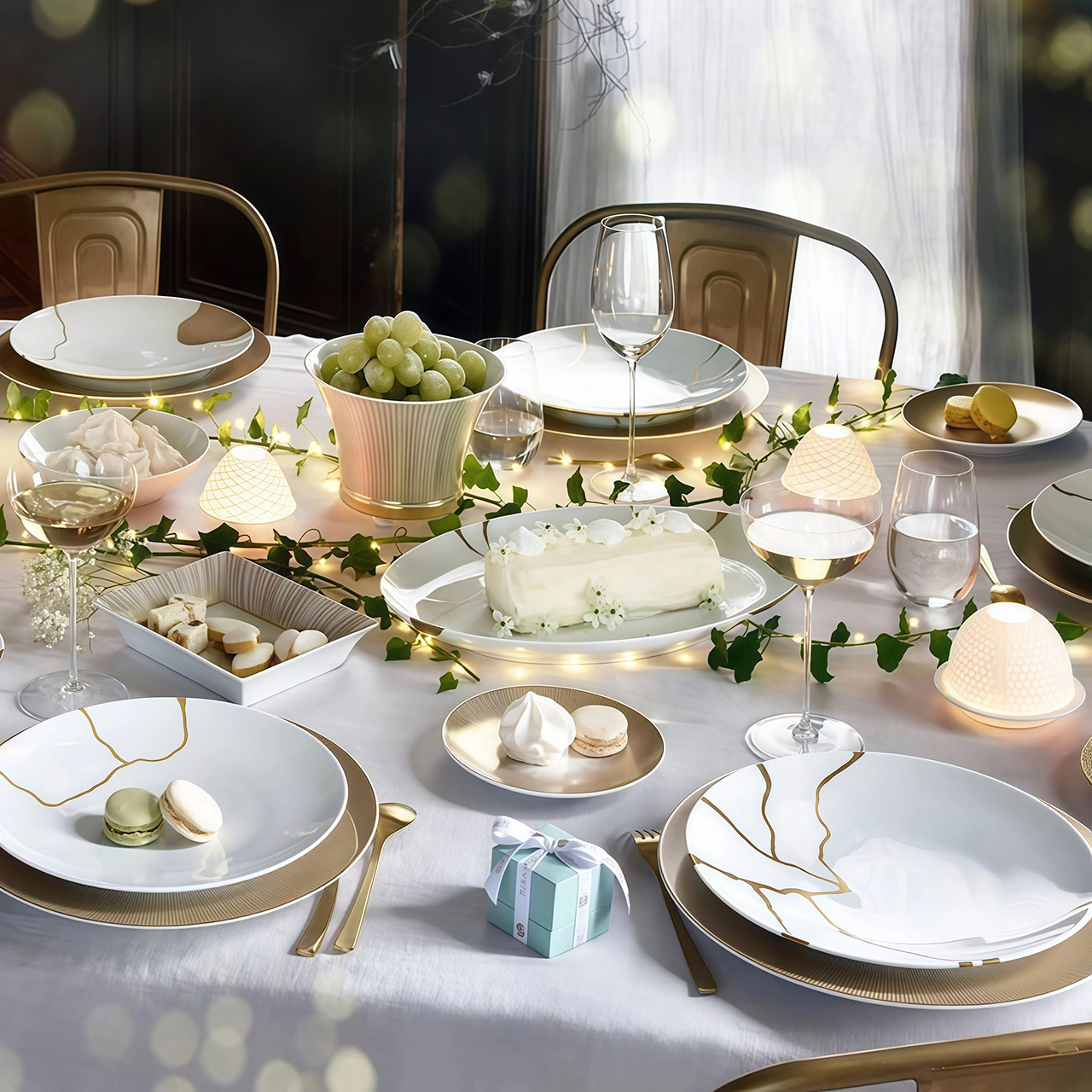 Набор тарелок обеденных KINTSUGI 12 шт фарфор белый с золотом Bernardaud 1095/21259-2X6
