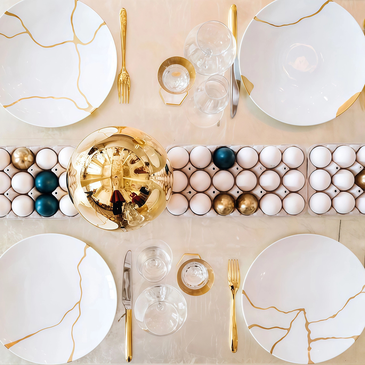 Набор тарелок обеденных KINTSUGI 12 шт фарфор белый с золотом Bernardaud 1095/21259-2X6