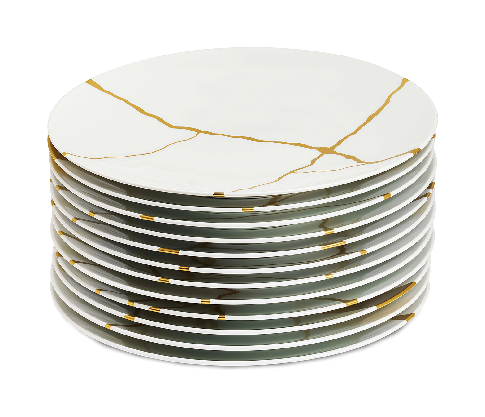 Набор тарелок обеденных KINTSUGI 12 шт фарфор белый с золотом Bernardaud 1095/21259-2X6