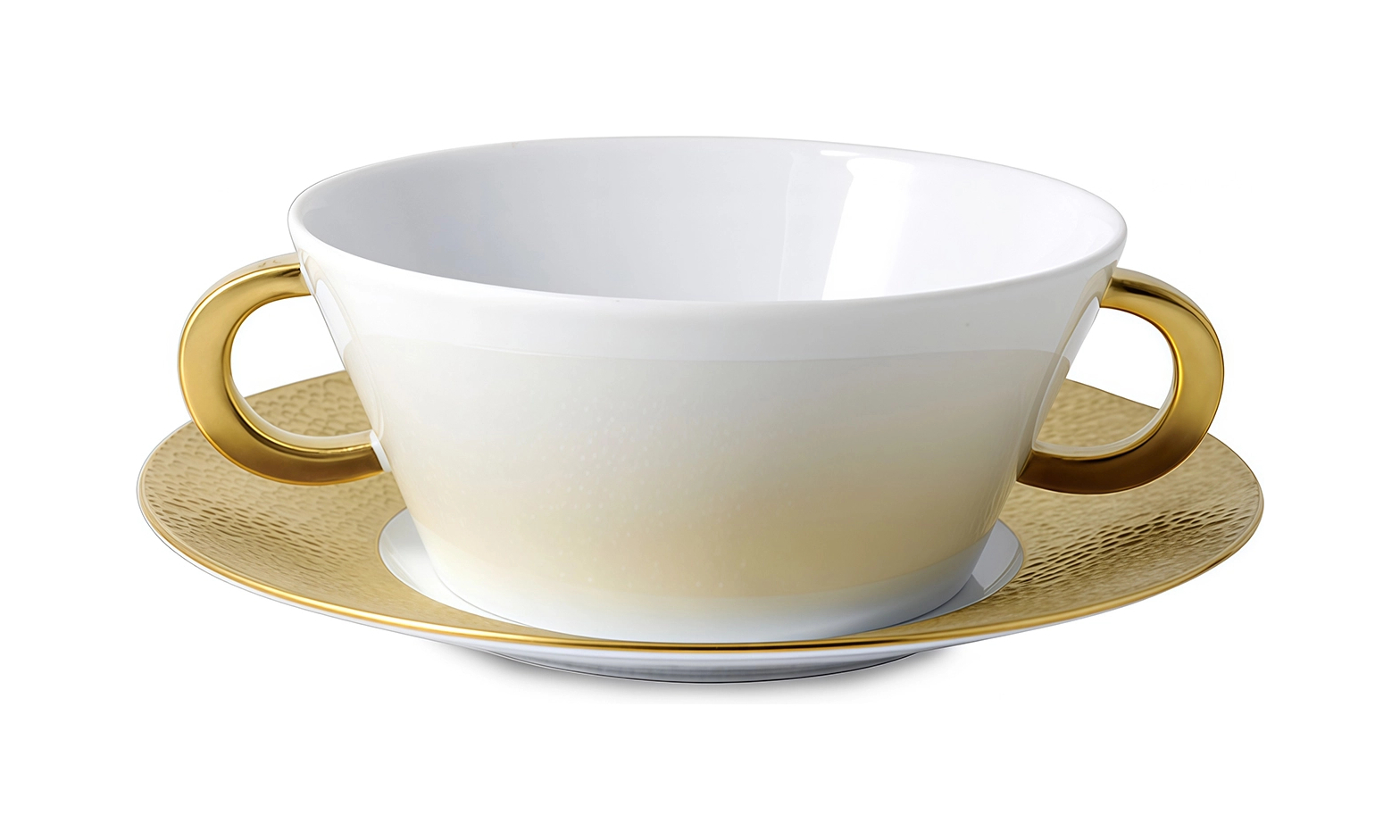 Чашка суповая с блюдцем Bernardaud ECUME OR фарфор золотая