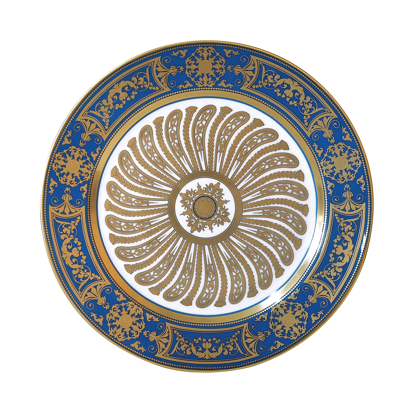 Тарелка салатная Bernardaud AUX ROIS 21 см фарфор синяя золото