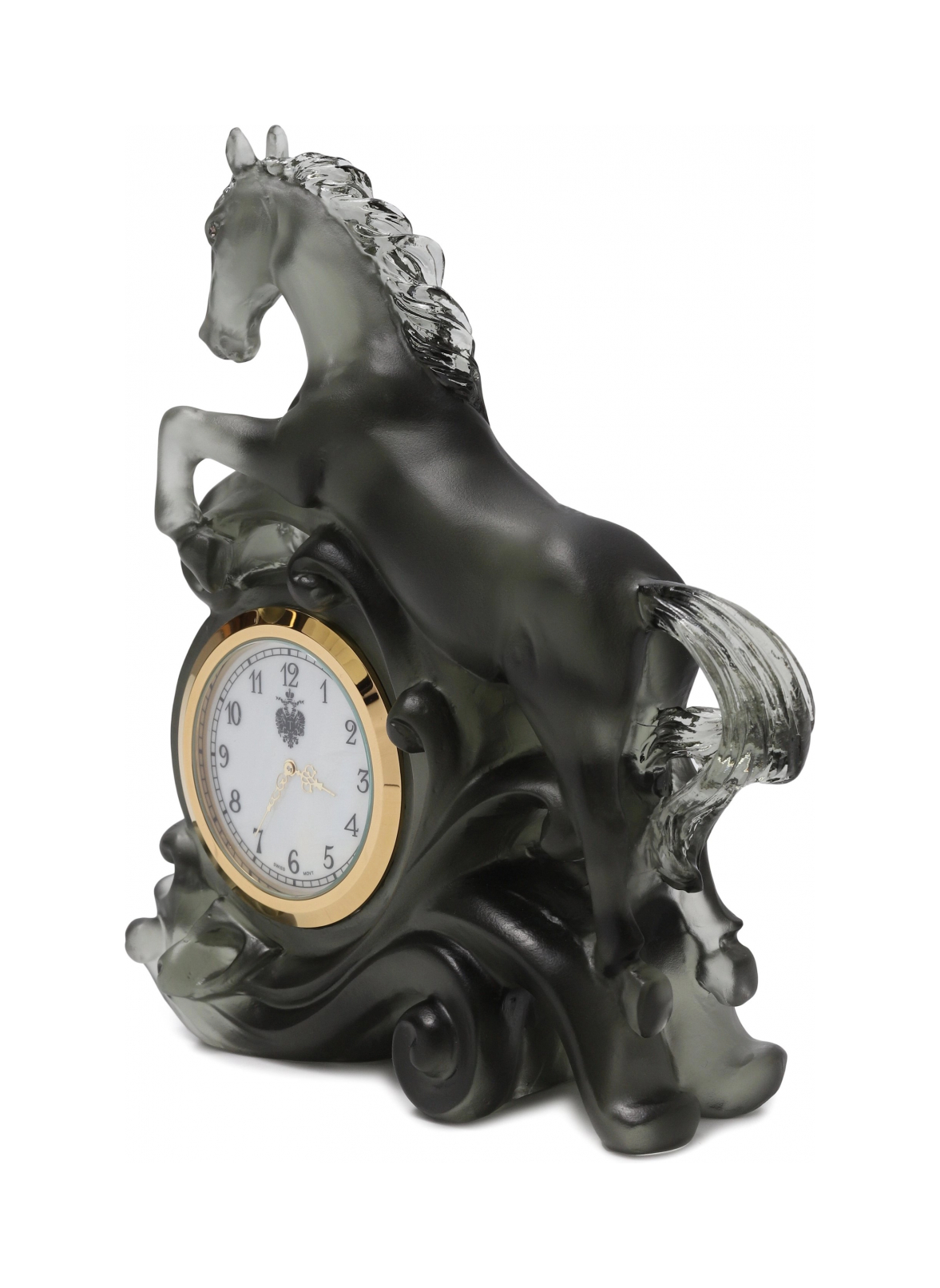 Часы настольные Лошадь 15 см хрусталь темно-серые – 2