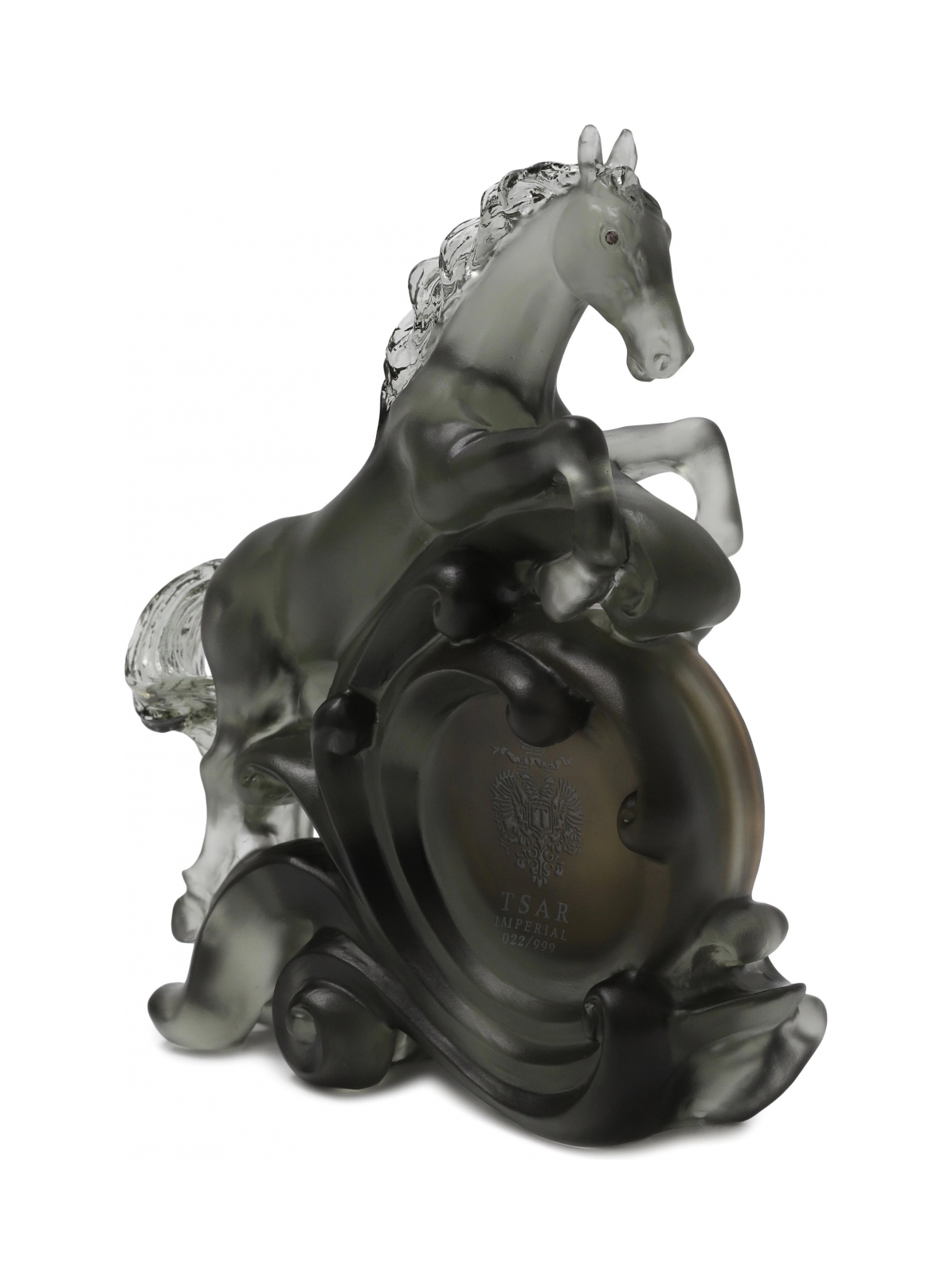 Часы настольные Лошадь 15 см хрусталь темно-серые Tsar 6311-16