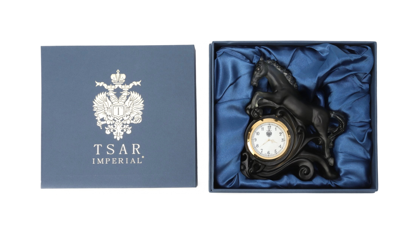 Часы настольные Лошадь 15 см хрусталь темно-серые Tsar 6311-16