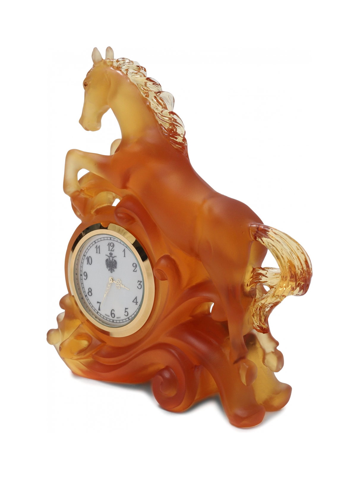 Часы настольные Лошадь 15 см хрусталь янтарные – 2
