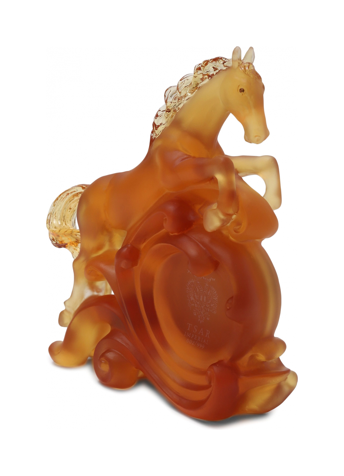 Часы настольные Лошадь 15 см хрусталь янтарные Tsar 1531-31
