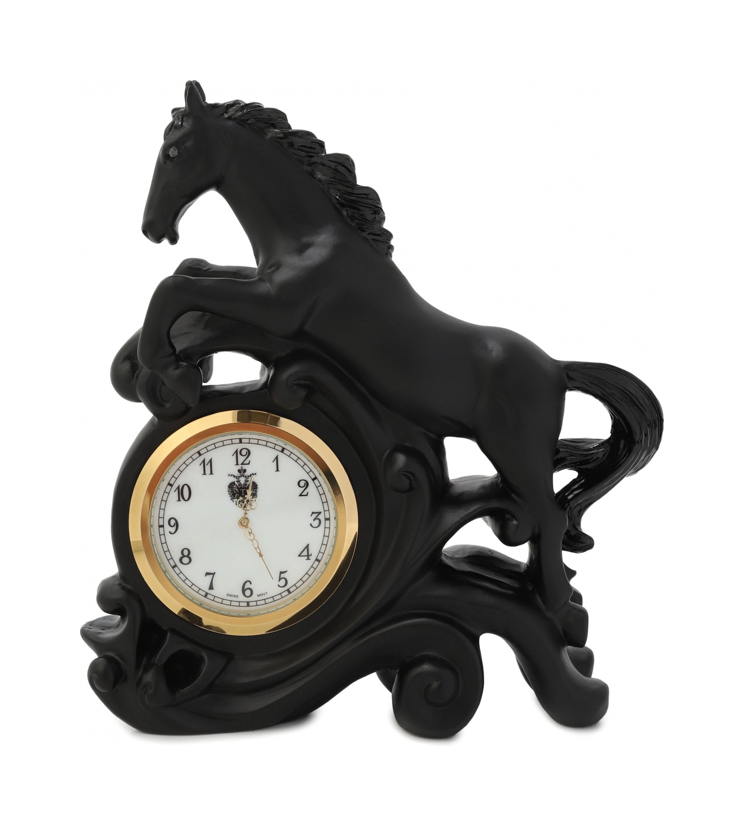 Часы настольные Лошадь 15 см хрусталь черные
