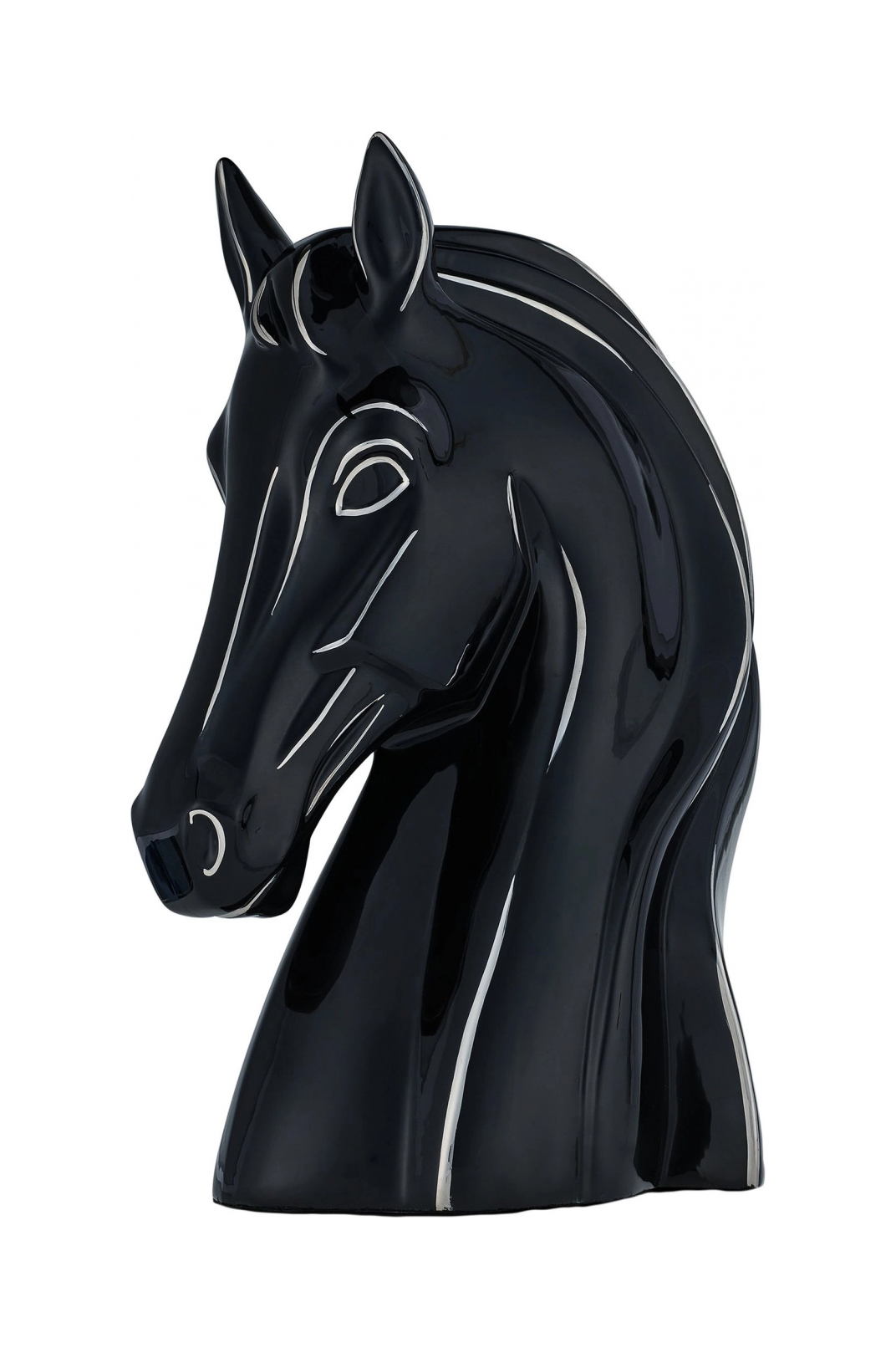 Скульптура Голова лошади 39 см фарфор черная