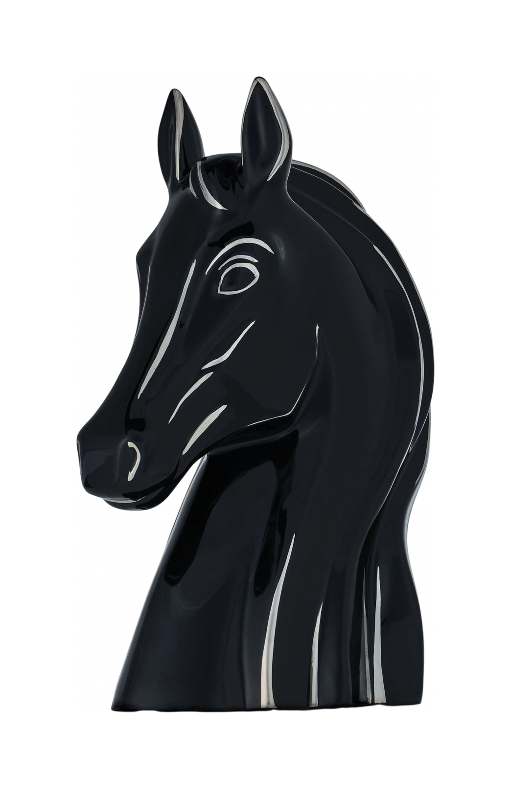 Скульптура Голова лошади 24 см фарфор черная