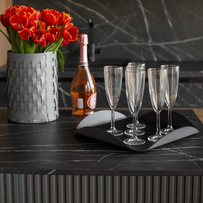 Подставка для сервировки 15x15 чёрная кожа – 2