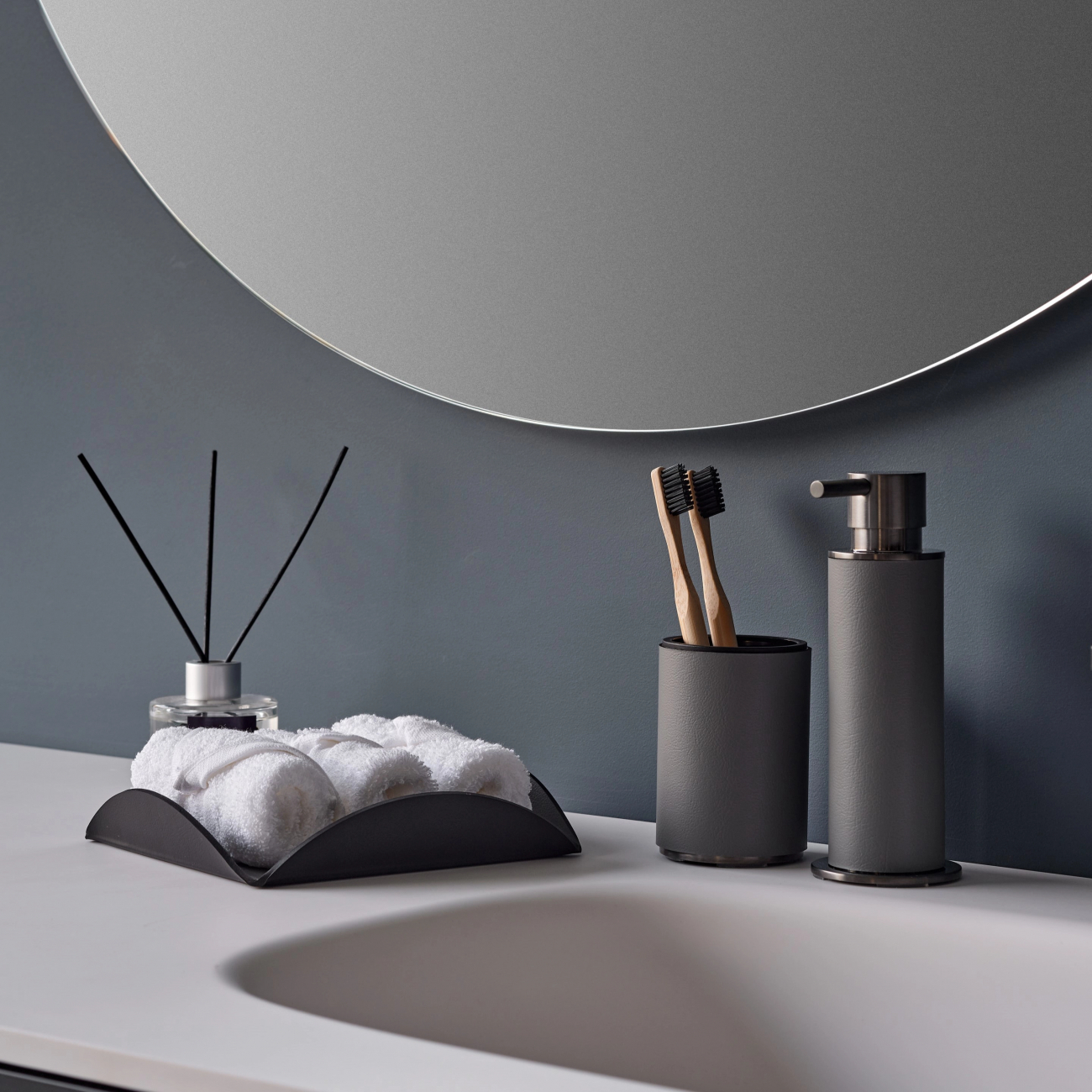 Подставка для сервировки 15x15 серая кожа – 2