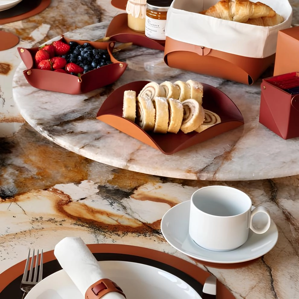 Подставка для сервировки 15x15 бордо, кожа – 2