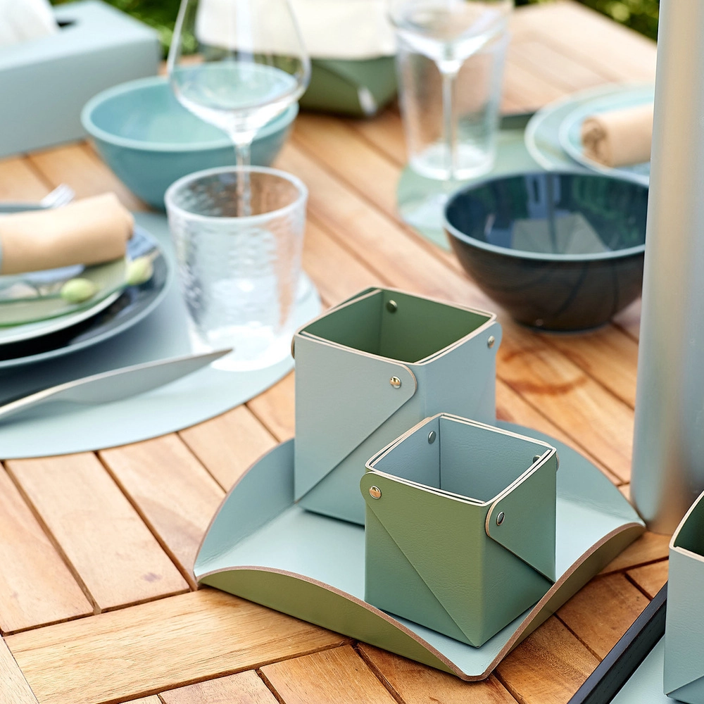 Подставка для сервировки 15x15 небесно-голубая кожа – 2