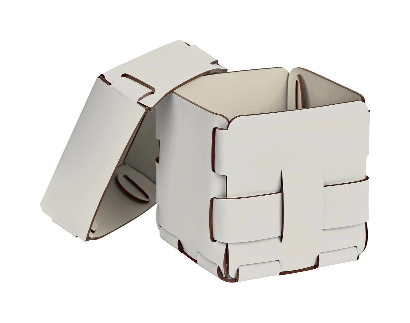 Корзиночка Mini BOTTEGA 12х12 белая, кожа ADJ 1013.10.TS30