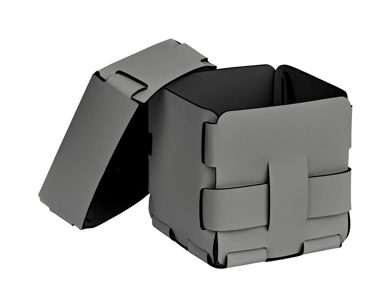 Корзиночка Mini BOTTEGA 12х12 серая, кожа ADJ 1013.03.TS30