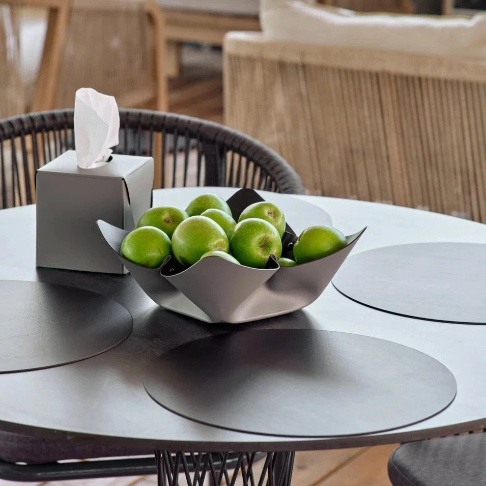 Фруктовница 35 см серая, кожа – 2