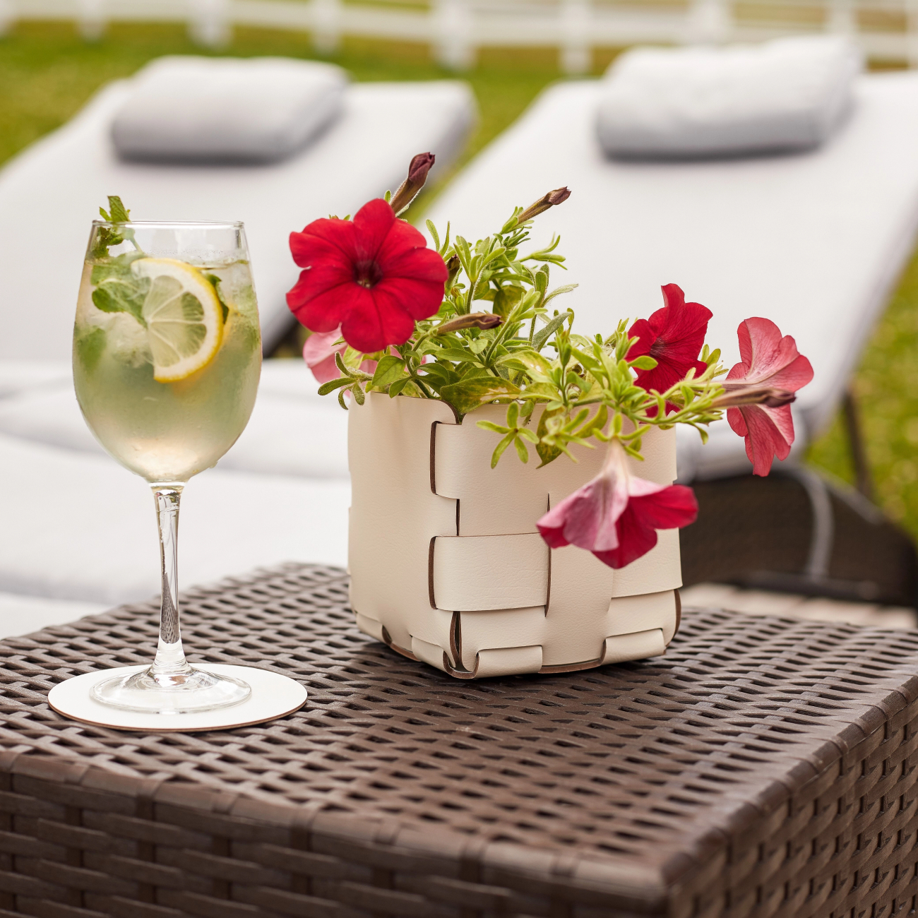 Корзиночка Mini BOTTEGA 12х12 панна кота, кожа ADJ 1013.16.TS30