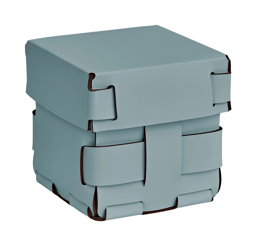 Корзиночка Mini BOTTEGA 12х12 небесно-голубая, кожа