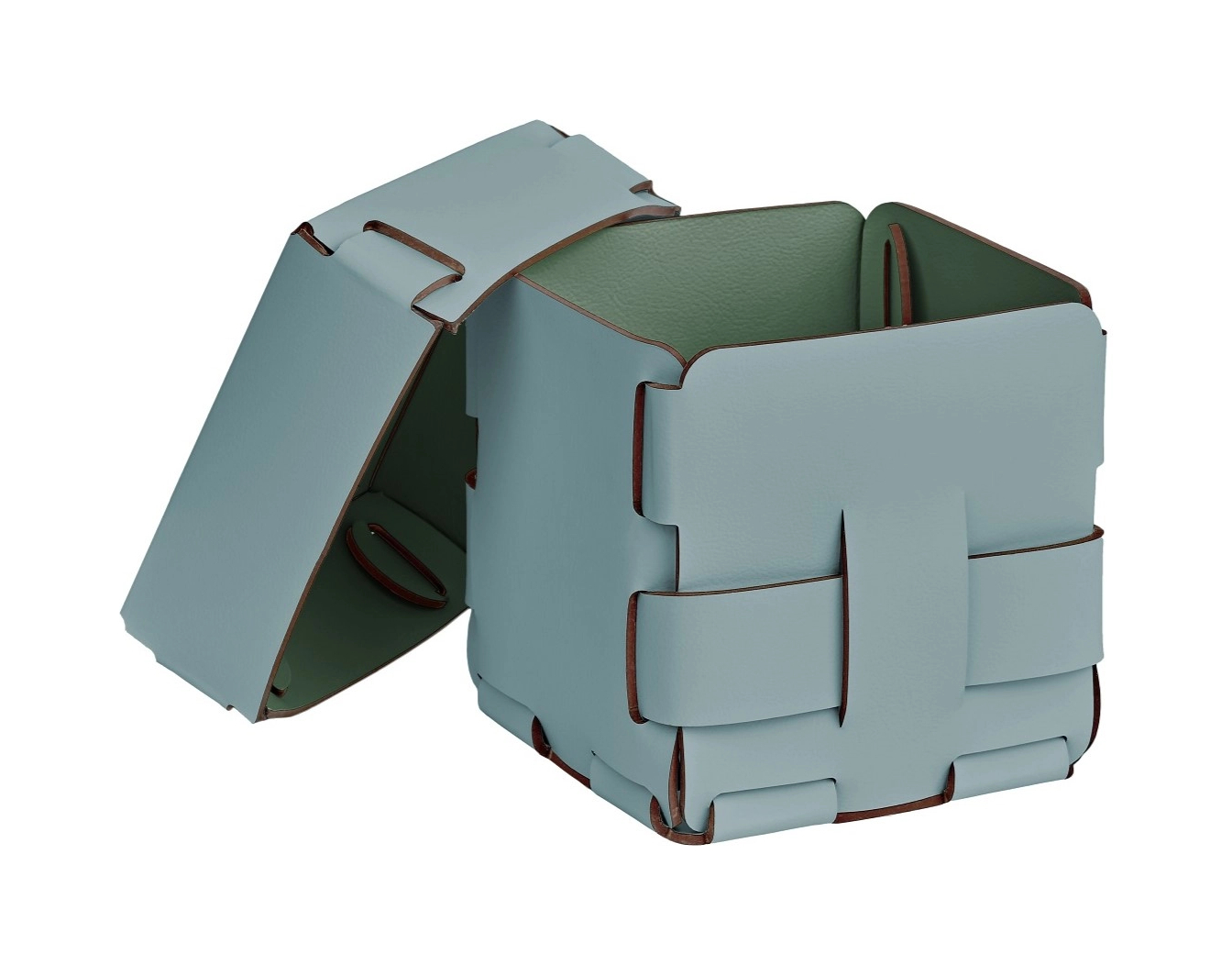 Корзиночка Mini BOTTEGA 12х12 небесно-голубая, кожа ADJ 1013.50.TS30