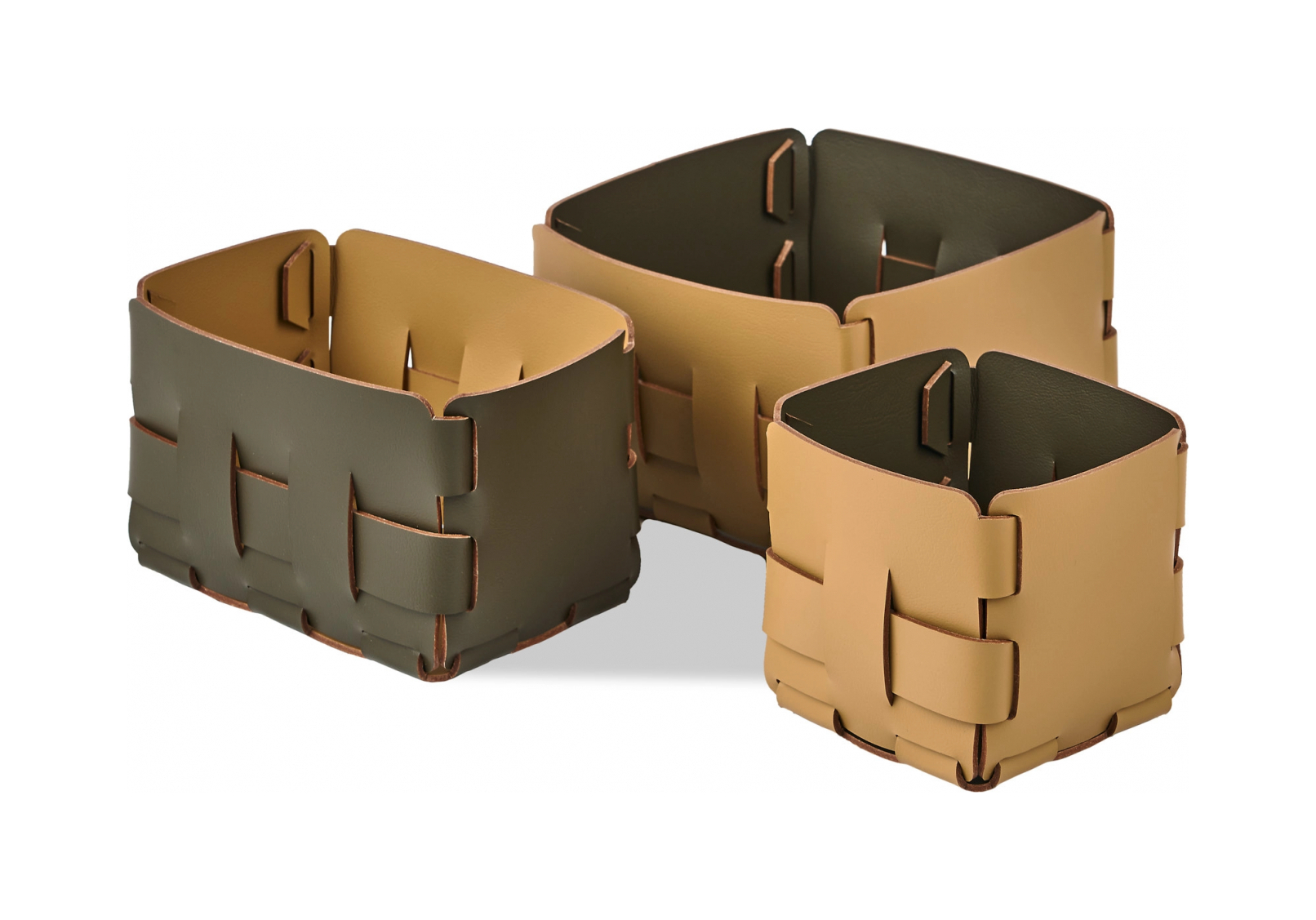 Корзиночка Mini BOTTEGA 12х19 олива, кожа – 2