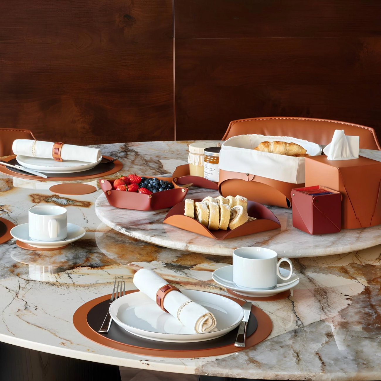 Салфетница для Kleenex 12x12 коньяк, кожа – 2