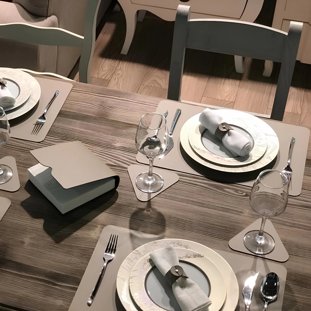 Плейсмат прямоугольный двусторонний 52х38 см капучино-шоколад, кожа – 2